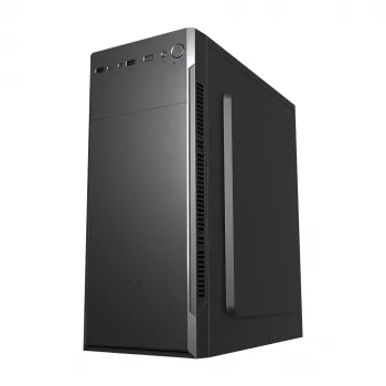 PC-behuizing FSP CMT160 Midi Tower zwart — ondersteunt ATX/µATX/ITX, 1× 3,5 inch + 2× 2,5 inch bays, 1× 5,25 inch, USB 3.2 Gen1 Type-A, 173×370×410 mm