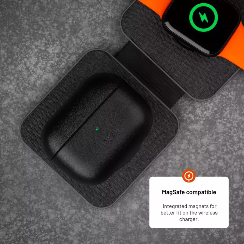 Leren beschermhoes FIXED FIXLPM-999-BK voor oordopjes met MagSafe-ondersteuning, zwart