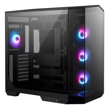 PC-behuizing MSI MAG PANO 100R PZ Midi-Tower zwart, gehard glas, ondersteunt ATX/microATX, 482×290×519 mm