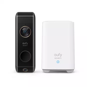Eufy E8213 draadloze videodeurbel 2K met HomeBase, op batterij, zwart/wit