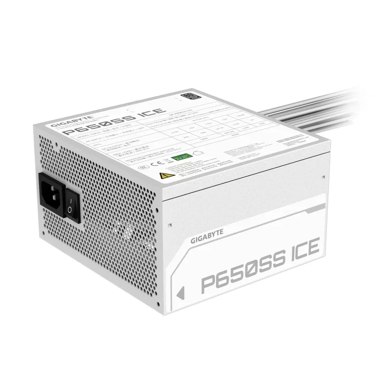 GIGABYTE P650SS ICE voeding - PCIe 5.0, 80 PLUS Silver, 120mm ventilator, ATX 3.0 compatibel, EU-stekker