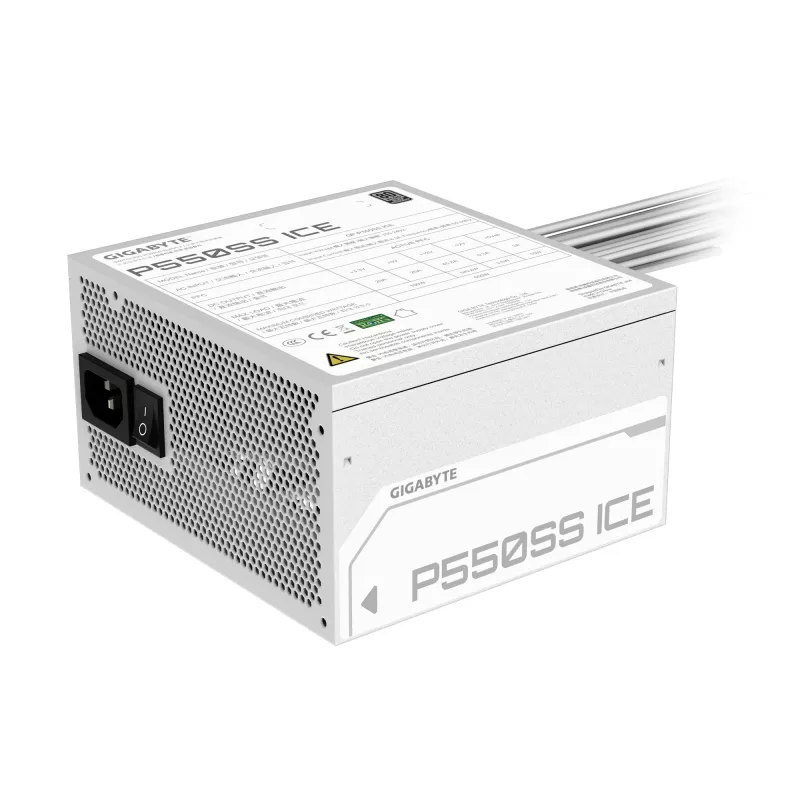 GIGABYTE P550SS ICE voeding - PCIe 5.0, 80 PLUS Silver, 120mm ventilator, ATX 3.0 compatibel, EU-stekker