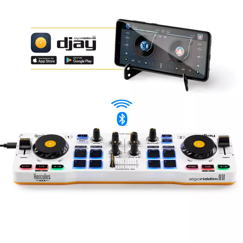 Hercules 4780921 DJ-controller 2 kanalen zwart, wit, geel