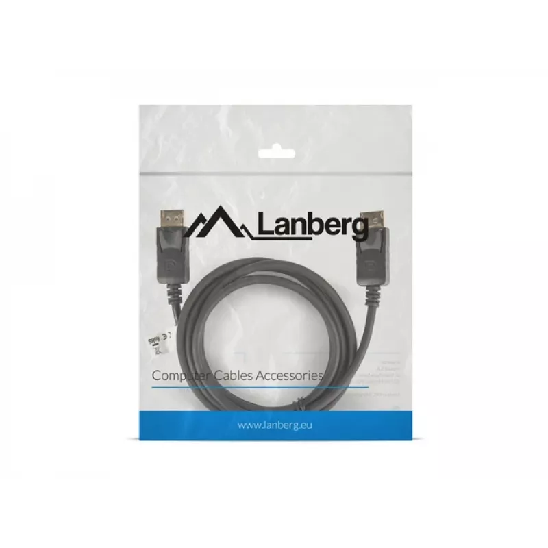 LANBERG DisplayPort M/M-kabel 19 Pin V1.2 4k 1,8 m zwart