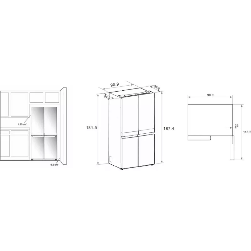 Whirlpool WQ9I FO2BX EF side-by-side-koelkast vrijstaand 592 L zwart