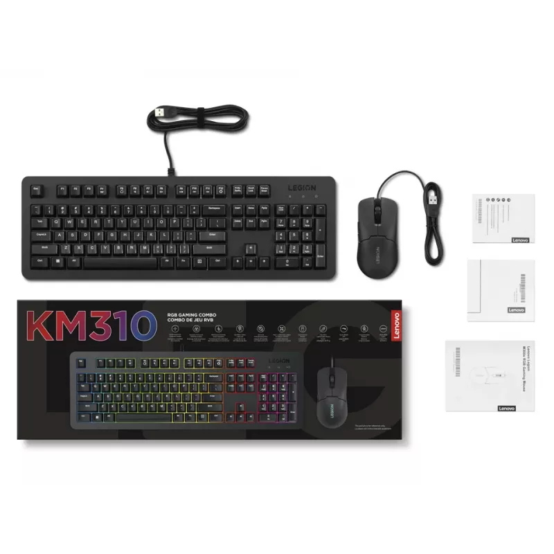 Lenovo GX31N91913 toetsenbord muis inclusief gaming USB US Engels zwart