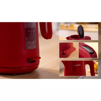 Bosch TWK2M164 waterkoker 1,7 L 2400 W zwart, grijs, rood