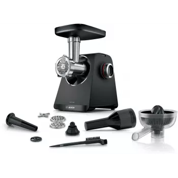 Vleesmolen Bosch MFWS430B — 1900 W, 2 snelheden, 2,5 kg/min, zwart/zilver, 4,3 kg
