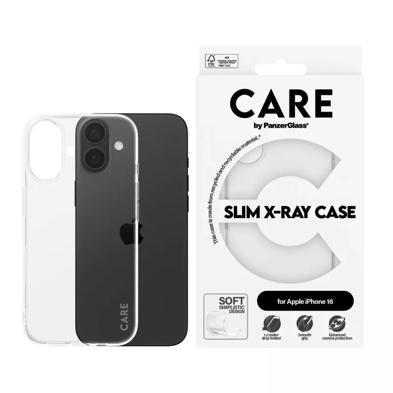 PanzerGlass CARE™ by ® X-Ray hoesje iPhone 16, hoesje, Apple, Apple - iPhone 16, transparant