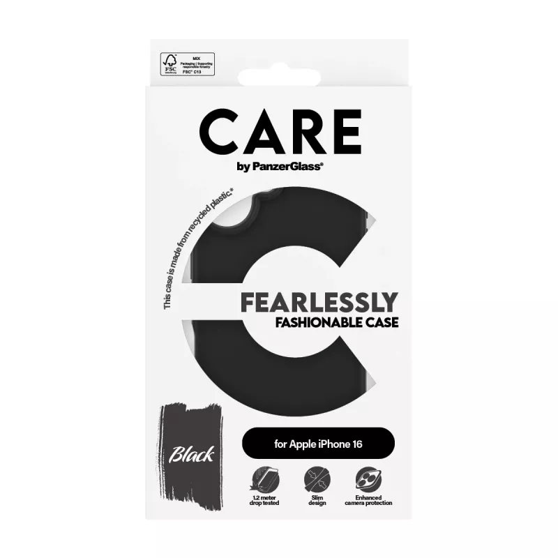 Cover PanzerGlass CARE by modieuze hoes zwart iPhone 16 transparant