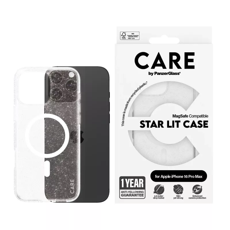 PanzerGlass CARE™ by ® Urban Combat Case Star Lit met witte MagSafe iPhone 16 Pro Max
