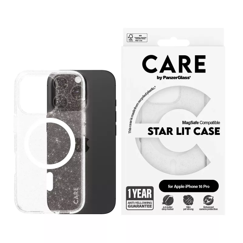 PanzerGlass CARE™ by ® Urban Combat Case Star Lit met witte MagSafe iPhone 16 Pro