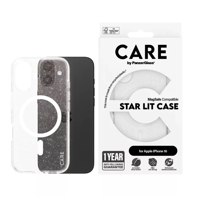 PanzerGlass CARE™ by ® Urban Combat Case Star Lit met witte MagSafe iPhone 16