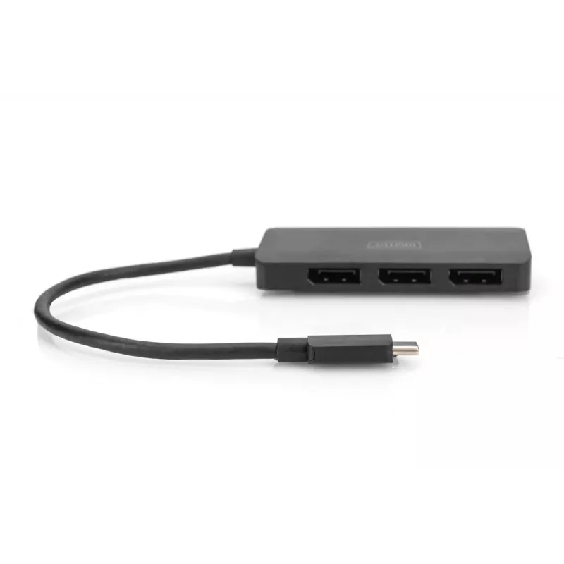 Digitus DS-45334 3-poorts MST-videohub, USB-C naar 3x DisplayPort, zwart