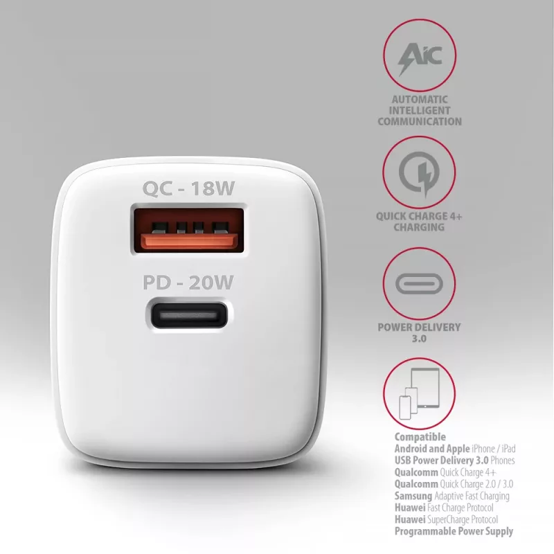 Oplader voor mobiele apparaten Axagon ACU-PQ20W universeel wit