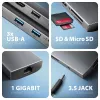 Axagon HMC-8HLSA, USB 5Gbps-hub, 3x USB-A, HDMI 4K/60Hz, RJ-45, SD/microSD, audio, PD 100W