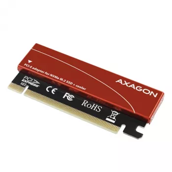 Axagon PCEM2-S PCIe x16 - M.2 NVMe M-Key-slot-adapter, met passieve aluminium koelvin