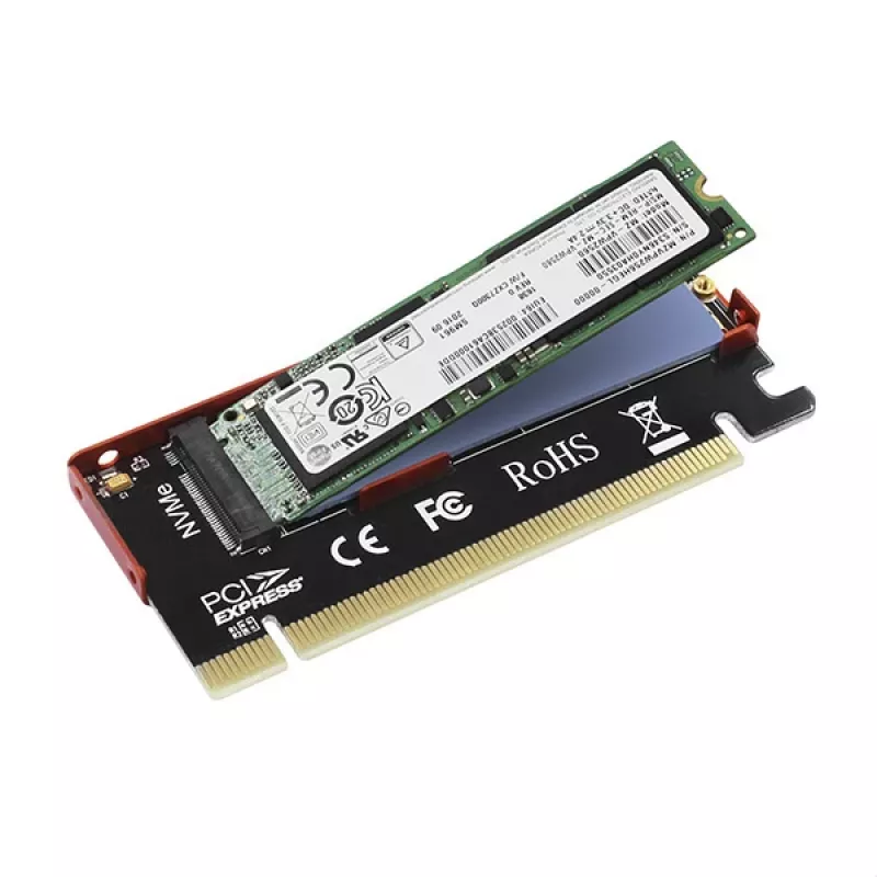 Axagon PCEM2-S PCIe x16 - M.2 NVMe M-Key-slot-adapter, met passieve aluminium koelvin