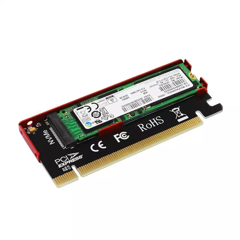 Axagon PCEM2-S PCIe x16 - M.2 NVMe M-Key-slot-adapter, met passieve aluminium koelvin