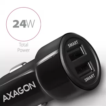 Axagon PWC-5V5 SMART auto-oplader 24W, 2x USB-A-poort, 5V/2,4A + 5V/2,4A