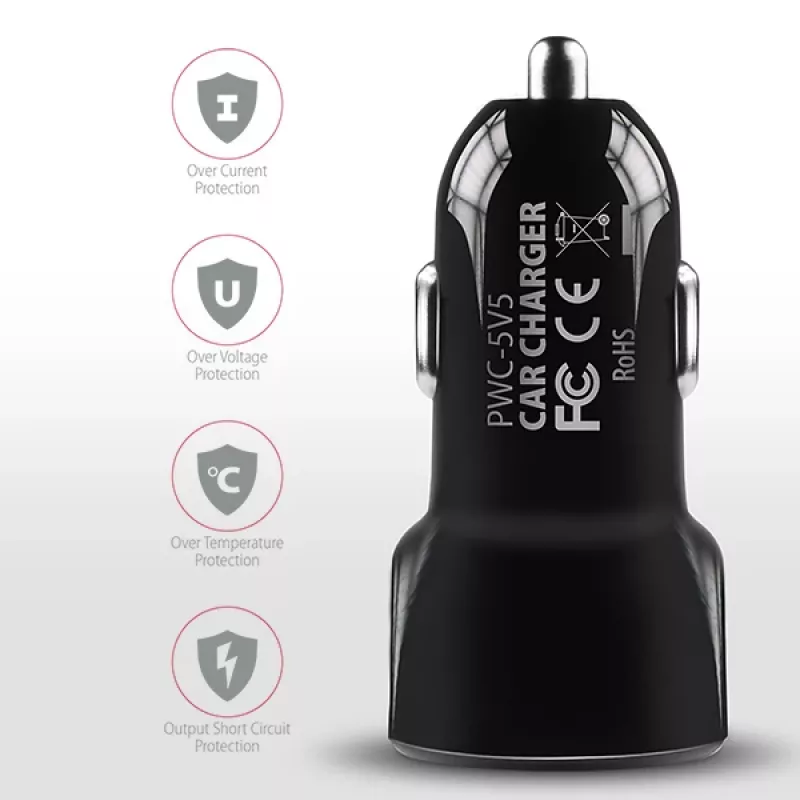 Axagon PWC-5V5 SMART auto-oplader 24W, 2x USB-A-poort, 5V/2,4A + 5V/2,4A