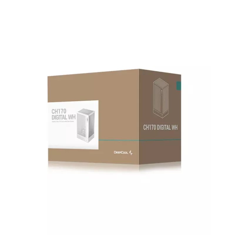 DeepCool CH170 Digital R-CH170-WHNPI0D-G-1 Mini-ITX Mini Tower pc-behuizing zonder voeding, 2x USB 3.0, USB-C, wit