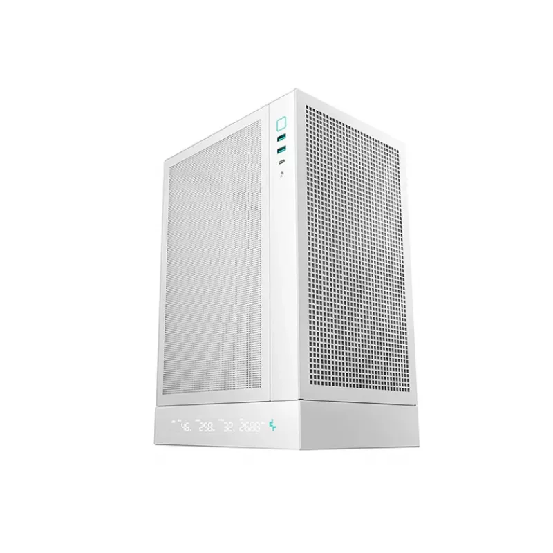 DeepCool CH170 Digital R-CH170-WHNPI0D-G-1 Mini-ITX Mini Tower pc-behuizing zonder voeding, 2x USB 3.0, USB-C, wit