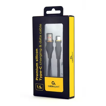 GEMBIRD premium siliconen USB Type-C oplaad- en datakabel, 1,5 m – zwart