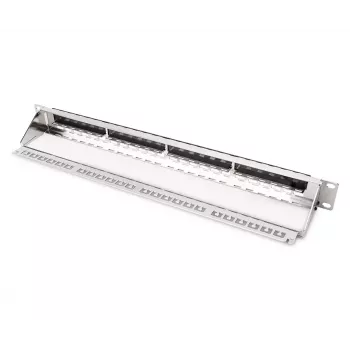 DIGITUS modulair gegalvaniseerd patchpanel - afgeschermd 24-poorts 24-poorts blank 1U rackmontage zwart RAL 9005