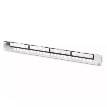 DIGITUS modulair gegalvaniseerd patchpanel - afgeschermd 24-poorts 24-poorts blank 1U rackmontage zwart RAL 9005