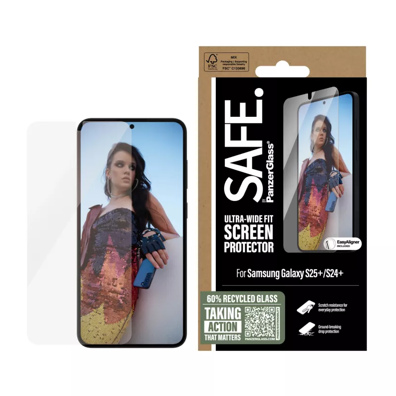 PanzerGlass SAFE. by ® beeldschermbescherming Samsung Galaxy S25+ | S24+ | Ultra-Wide Fit met EasyAligner