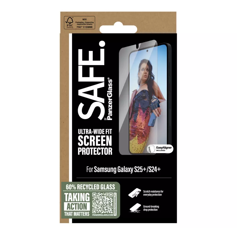 PanzerGlass SAFE. by ® beeldschermbescherming Samsung Galaxy S25+ | S24+ | Ultra-Wide Fit met EasyAligner