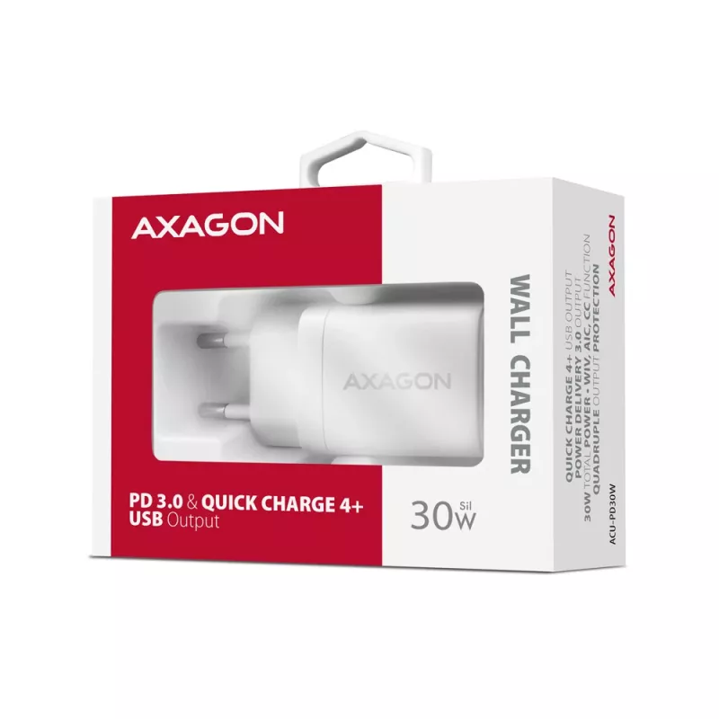 Wandlader Axagon ACU-PD30W 1x QC3.0/AFC/FCP/PD Type-C 30W wit