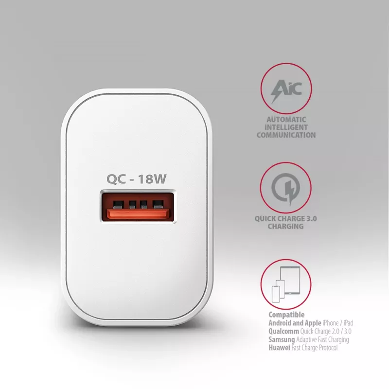 Axagon ACU-QC18W QC3.0 1xUITGANG wandlader 18W