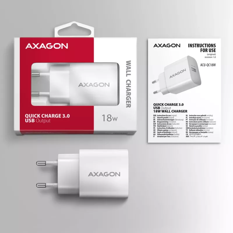 Axagon ACU-QC18W QC3.0 1xUITGANG wandlader 18W