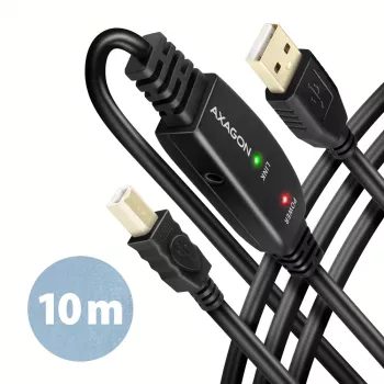 Axagon ADR-210B actieve verbindings-/repeaterkabel USB 2.0 A-stekker naar B-stekker, 10 m