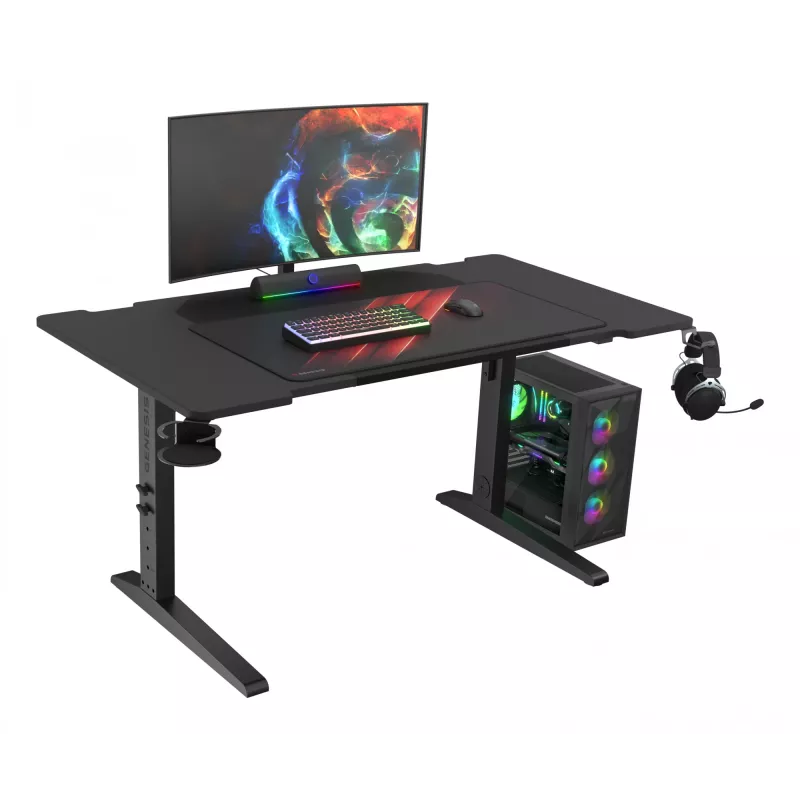 Recht computerbureau GENESIS NDS-2249 zwart MDF 140x75cm