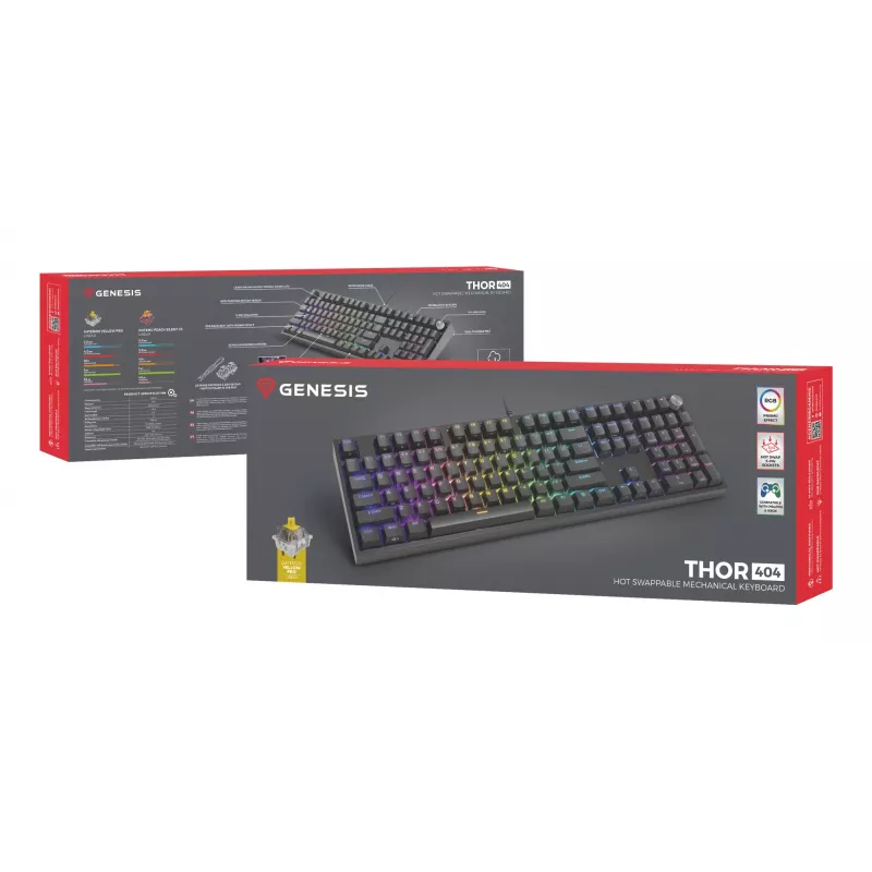 GENESIS THOR 404 toetsenbord Universeel USB QWERTY Engels Zwart
