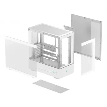 PC-behuizing DeepCool CH690 Tower White — ATX/microATX-ondersteuning, LCD-display, 3x 2,5-inch bays, 1x 3,5-inch, GPU tot 450 mm, CPU-koelerhoogte 182 mm