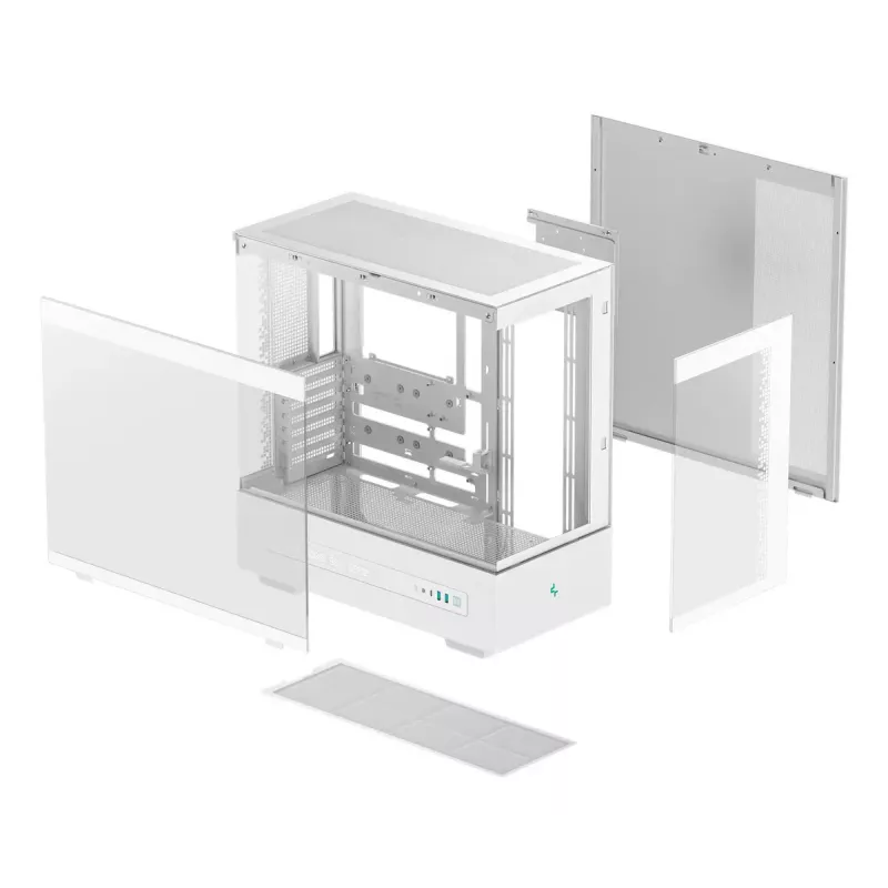 DeepCool CH690 Digital WH R-CH690-WHNNA0D-G-1 Mid Tower pc-behuizing, ATX/micro-ATX/Mini-ITX, 2x gehard glas, 1x 3,5 inch + 3x 2,5 inch schijfbays, 8 uitbreidingssleuven, zonder voeding, wit