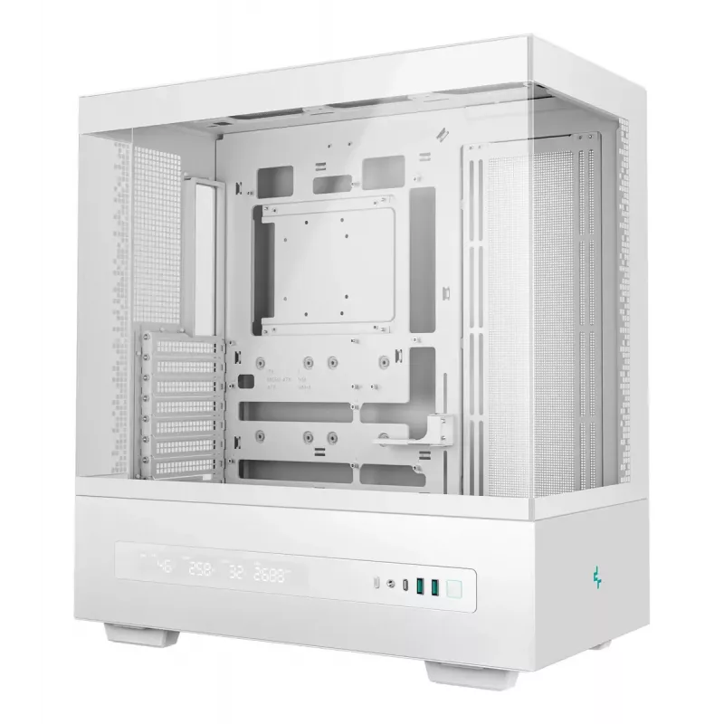 DeepCool CH690 Digital WH R-CH690-WHNNA0D-G-1 Mid Tower pc-behuizing, ATX/micro-ATX/Mini-ITX, 2x gehard glas, 1x 3,5 inch + 3x 2,5 inch schijfbays, 8 uitbreidingssleuven, zonder voeding, wit