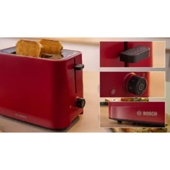 Bosch TAT3M124 toaster 2 sneetjes 950 W rood