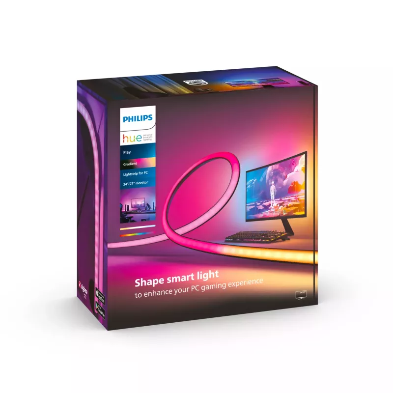 Philips Play Gradient Lightstrip voor pc, smart striplight, Bluetooth/Zigbee, zwart, silicone, niet-vervangbare lichtbron, wit