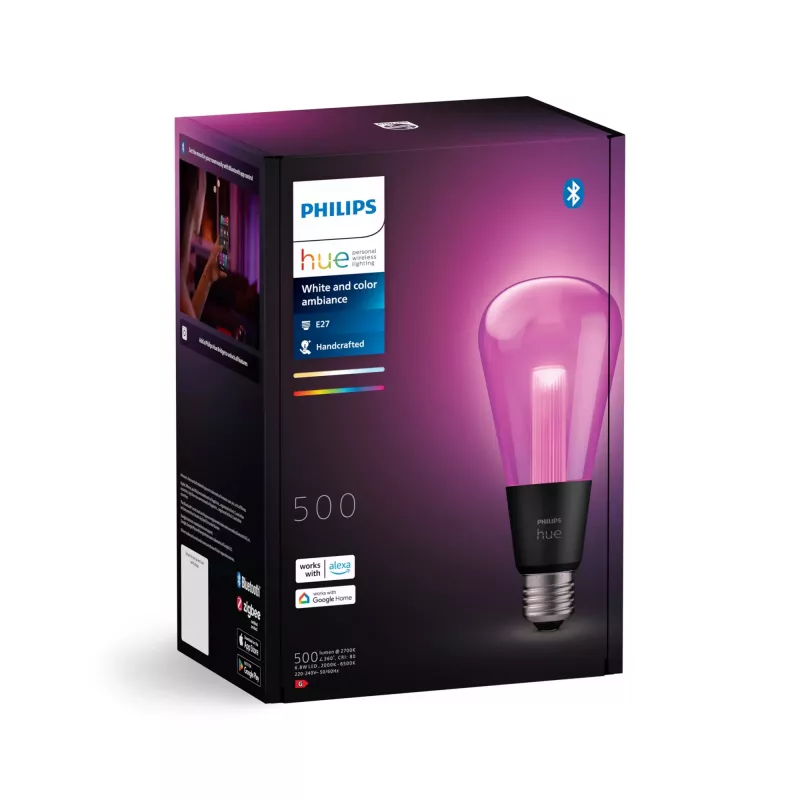 Philips Hue White and Colour Ambience ST72 – E27 slimme lamp, Bluetooth/Zigbee, LED, E27, ST72, 2000 K, 6500 K