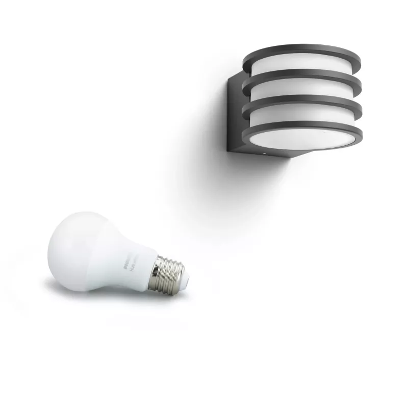 Philips Hue White Lucca Outdoor wandlamp, slimme buitenlamp, Bluetooth/Zigbee, antraciet, LED, aluminium, E27
