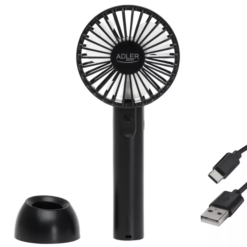Tafelventilator Adler AD 7338 Mini USB — 7 cm diameter, 3 snelheden, zwart