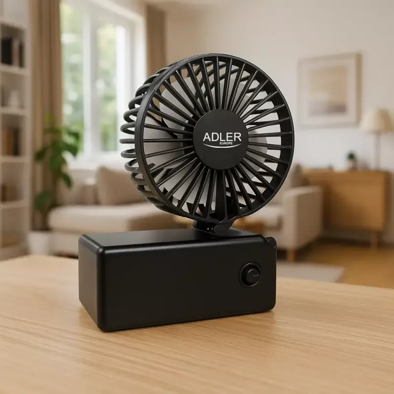 Tafelventilator Adler AD 7336 – opvouwbare miniventilator, 6,5 cm diameter, 1 snelheid, zwart