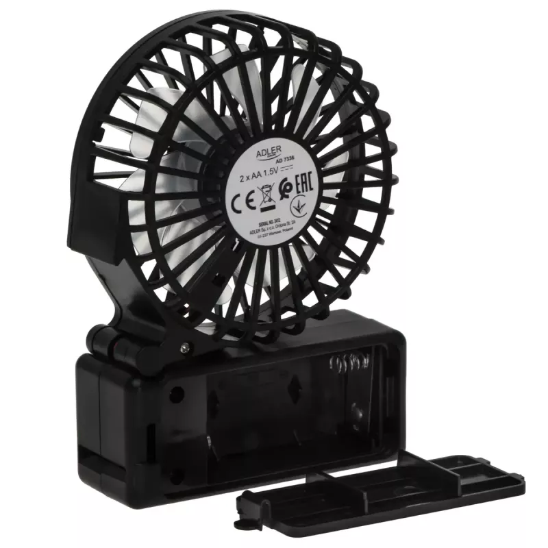 Tafelventilator Adler AD 7336 – opvouwbare miniventilator, 6,5 cm diameter, 1 snelheid, zwart