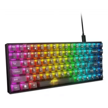 Mechanisch gaming-toetsenbord Lenovo Legion K510 Mini Pro 75% US-Engels, 84 toetsen, RGB, USB, 1,8 m kabel, zwart/transparant