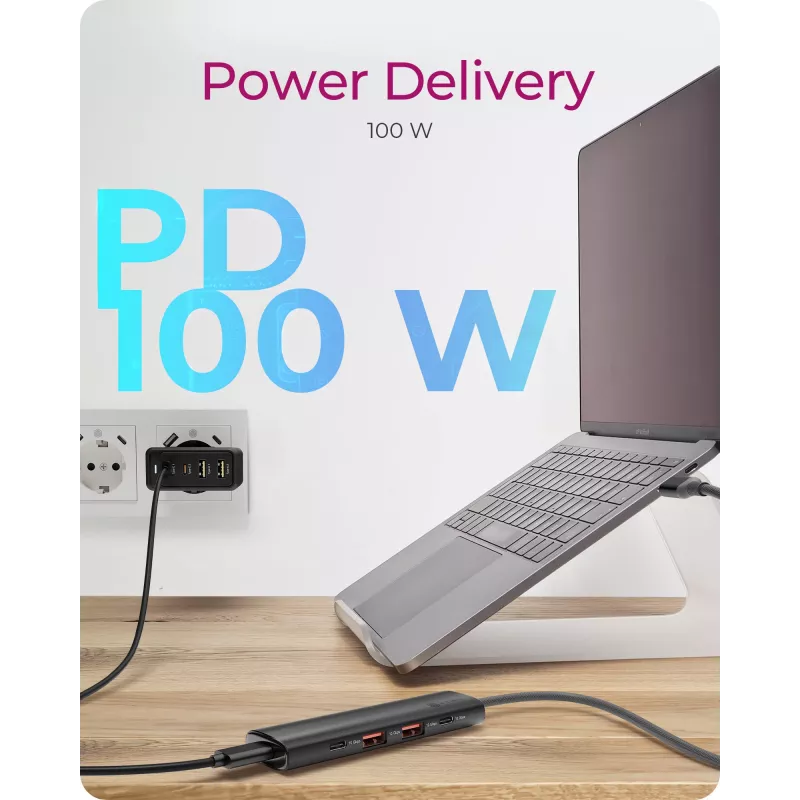 ICY BOX IB-HUB1437-CPD bedraad USB 3.2 Gen 2 (3.1 Gen 2) Type-C zwart